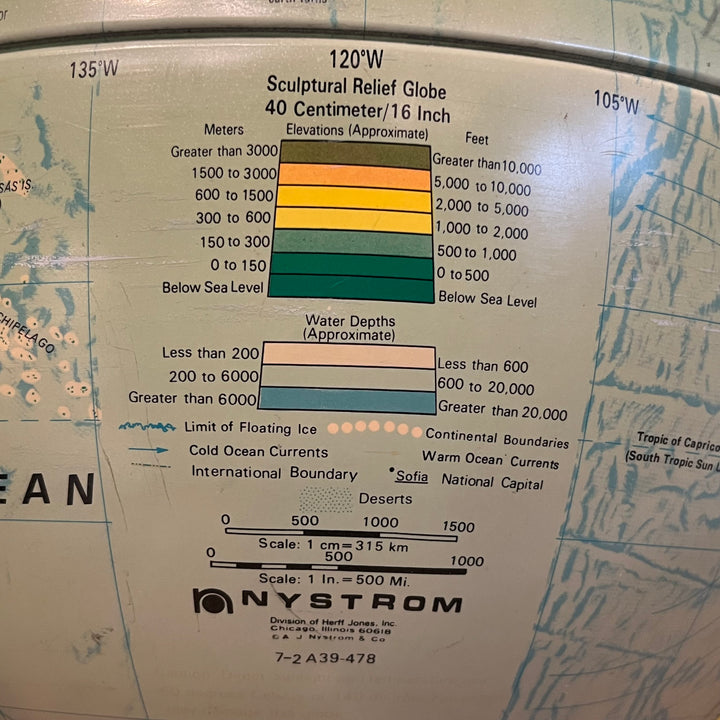 Vintage Nystrom 16” Relief Globe (1)