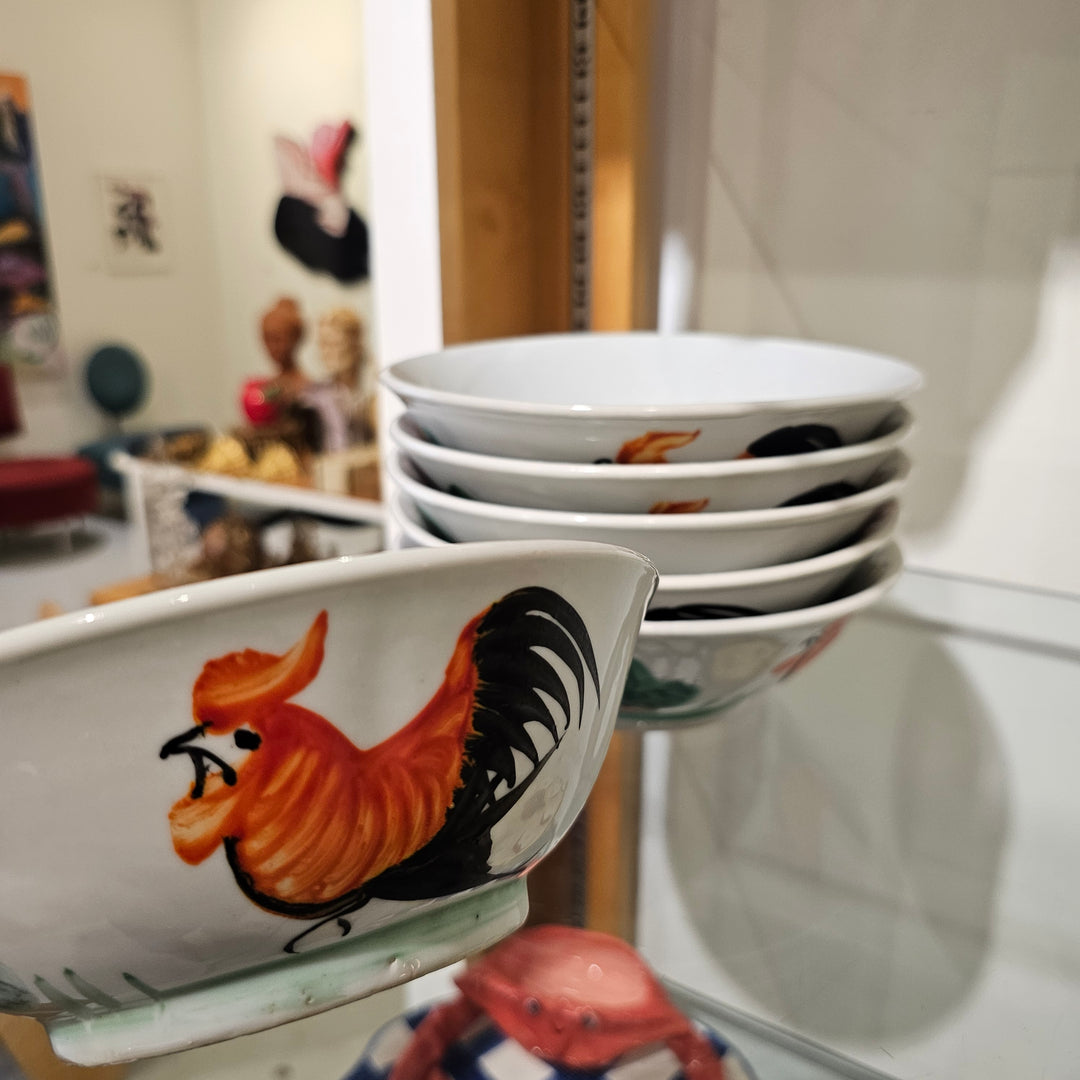 (6) Painted Chinese Footed Bowls