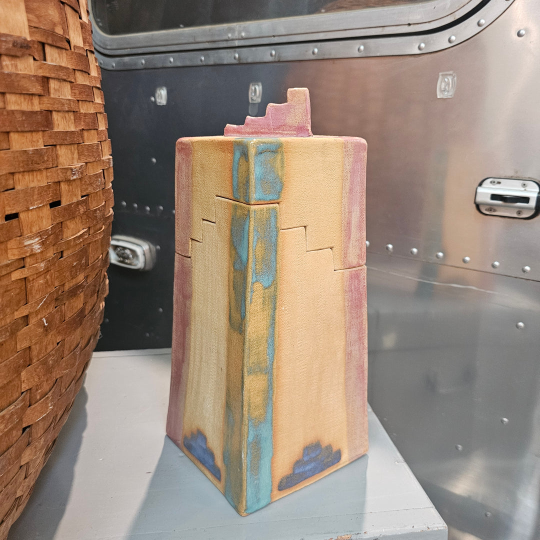 Vintage Art Deco Southwest Themed Lidded Pottery