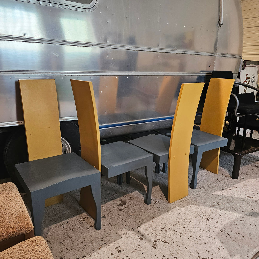 (4) Postmodern Blue & Yellow Chairs