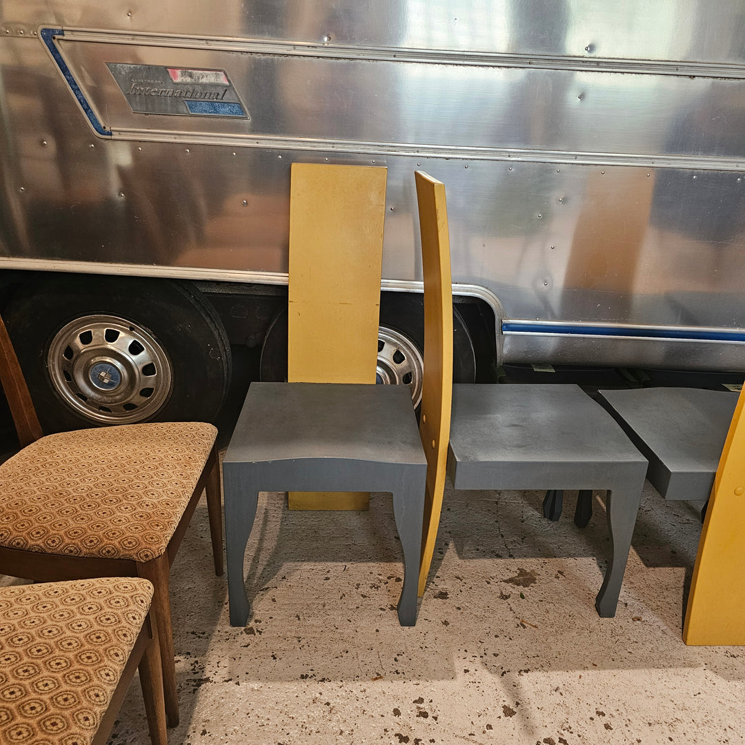 (4) Postmodern Blue & Yellow Chairs