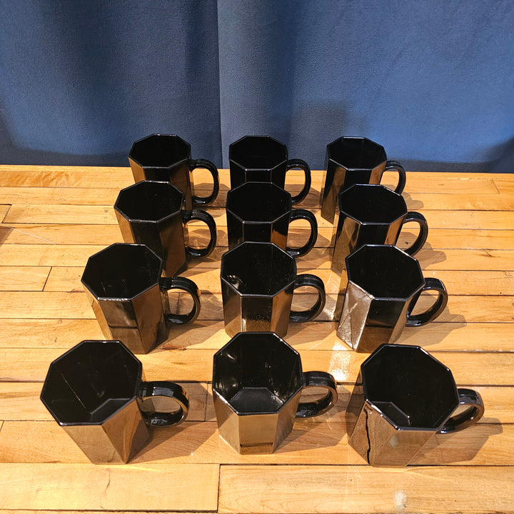 Arcoroc France Octime Black Glass Mug