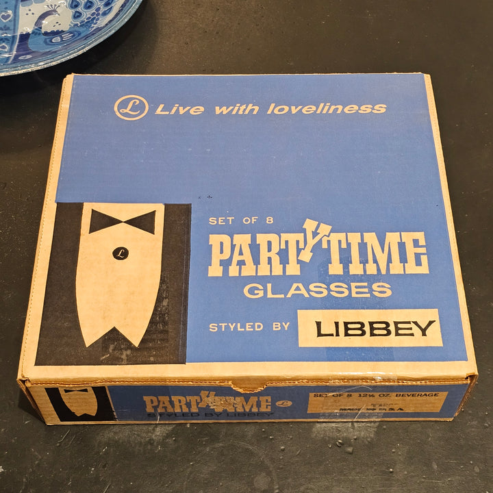 Set of 8 Libbey Largo Hiball Glasses w/Box