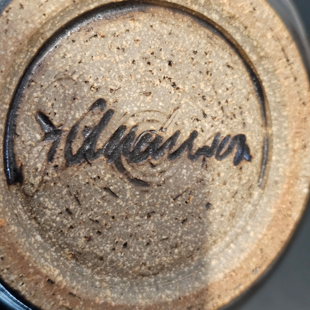 Art Pottery Purple Glazed Dragonfly Bowl - Signed "J Anderson"