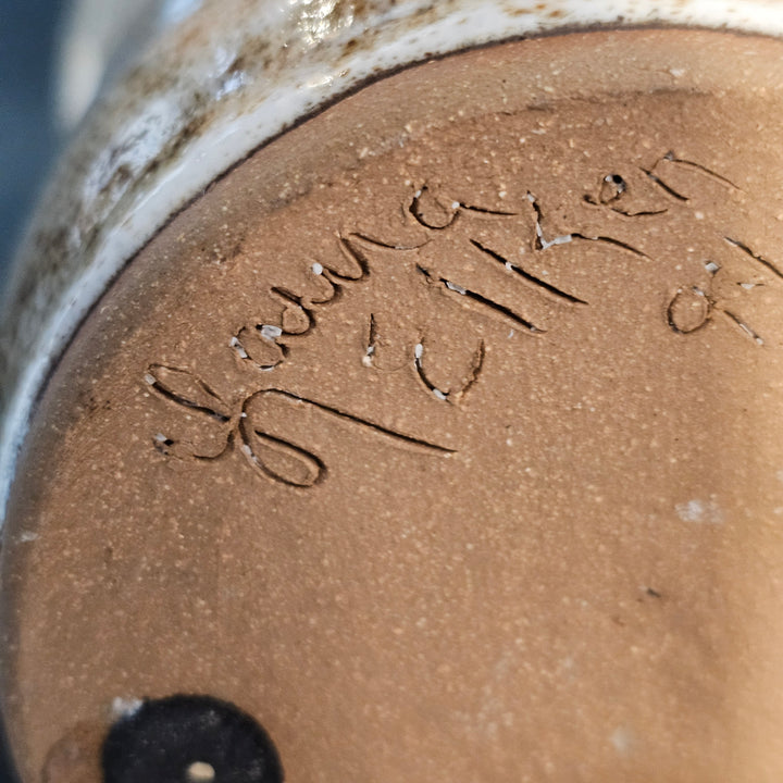 Art Pottery Handled Sunflower Jug - Signed "Laura Elkin"