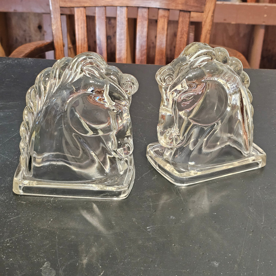 Pair of Federal Glass Horsehead Bookends