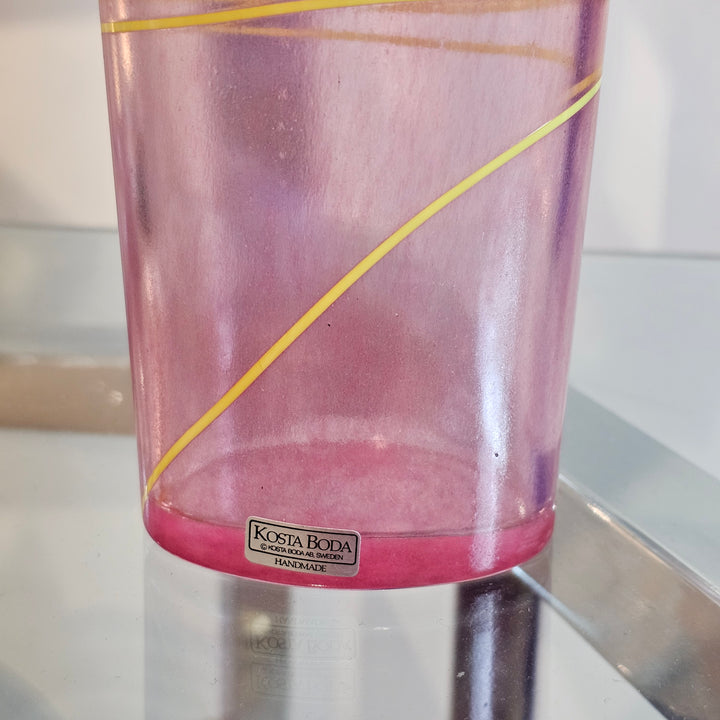 Bertil Vallien Signed Pink & Yellow Vase