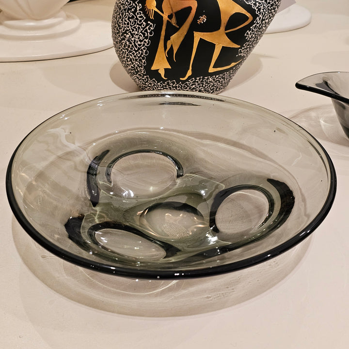 Shallow Smoke Glass Bowl