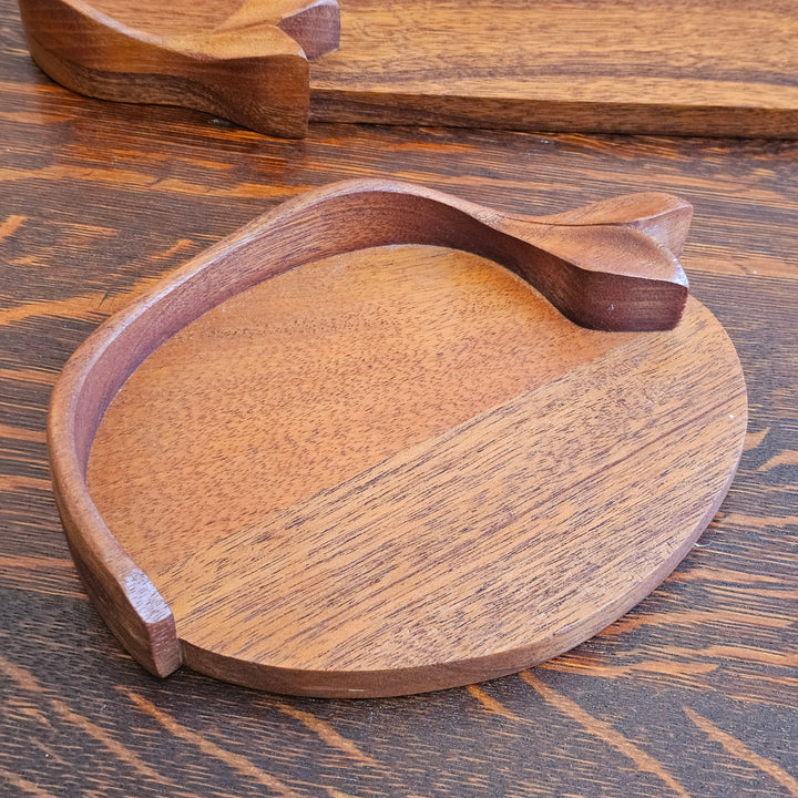 Vintage Mobilarte Hand-Carved Honduran Mahogany Trays