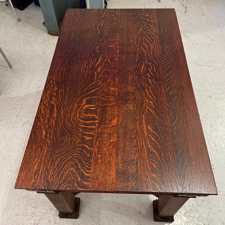 Refinished Antique Oak Trestle Table w/Drawers