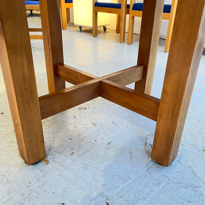 1980s Custom 54” Round Wood Dining Table w/Refinished Top